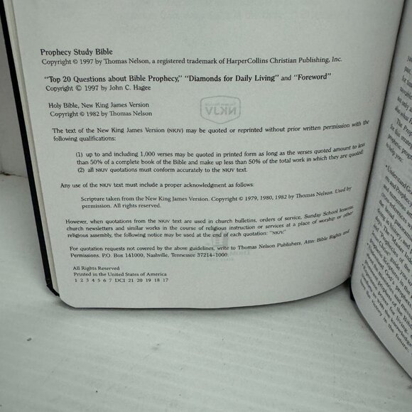 1997 Prophecy Study Bible John Hagee Bonded Leather Gilded Edge Signed - O1186 - Picture 7 of 8